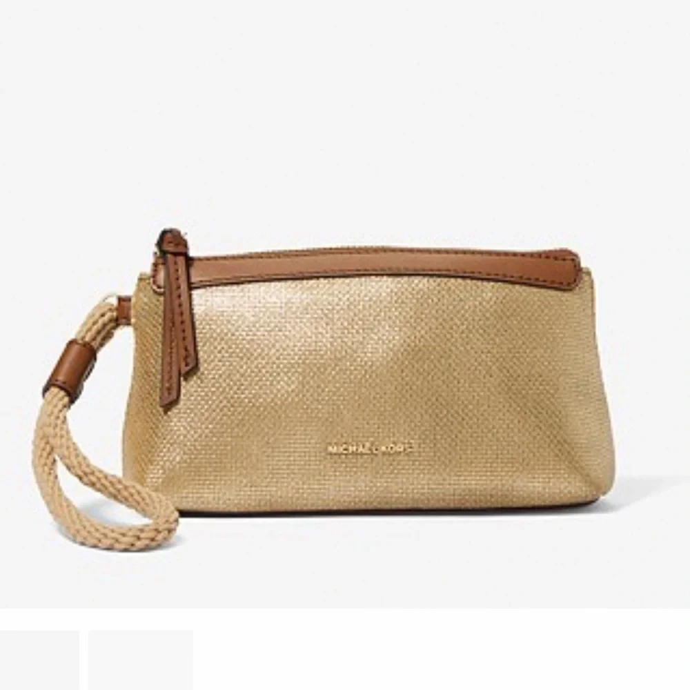 Talia Small Metallic Cotton Canvas Wristlet by Michael Kors NEW 🏷️